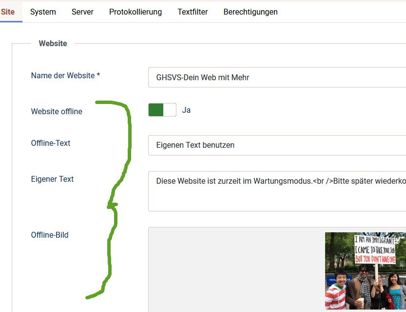 Offlinemodus der Seite in Joomla5-Konfiguration aktivieren und anpassen